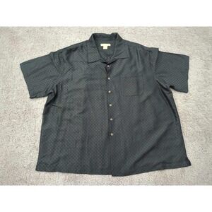 Island Passport‎ Button Up Shirt Mens 2XL Black Geometric Short Sleeve Casual